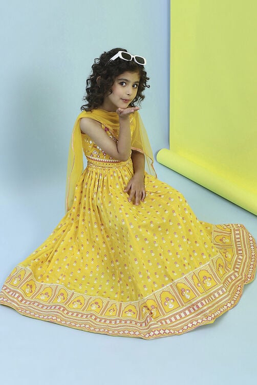Yellow Cotton Lehenga Set image number 0