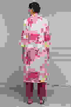White and Pink Printed Straight Kurta image number 3
