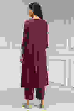 Rust Solid Gathered Suit Set image number 4