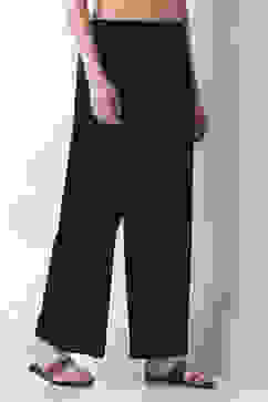 Black Viscose Lycra Relaxed Palazzos image number 3