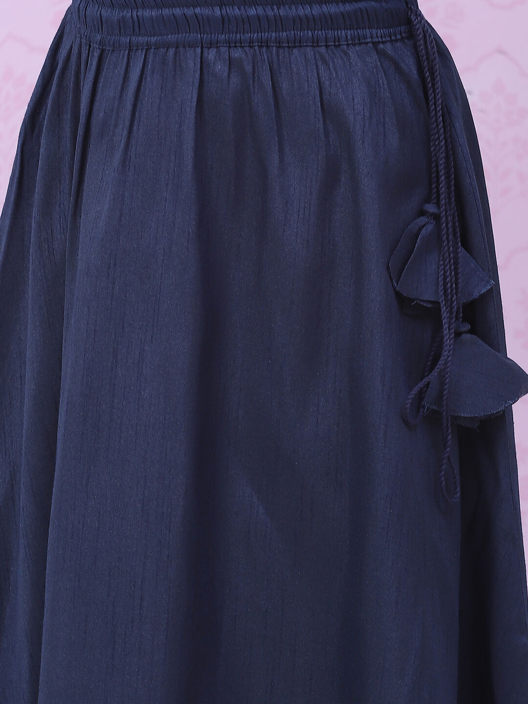 Navy Art Silk Straight Lehenga Set image number 2