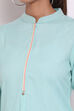 Sky Blue Cotton Flax Straight Kurta image number 1