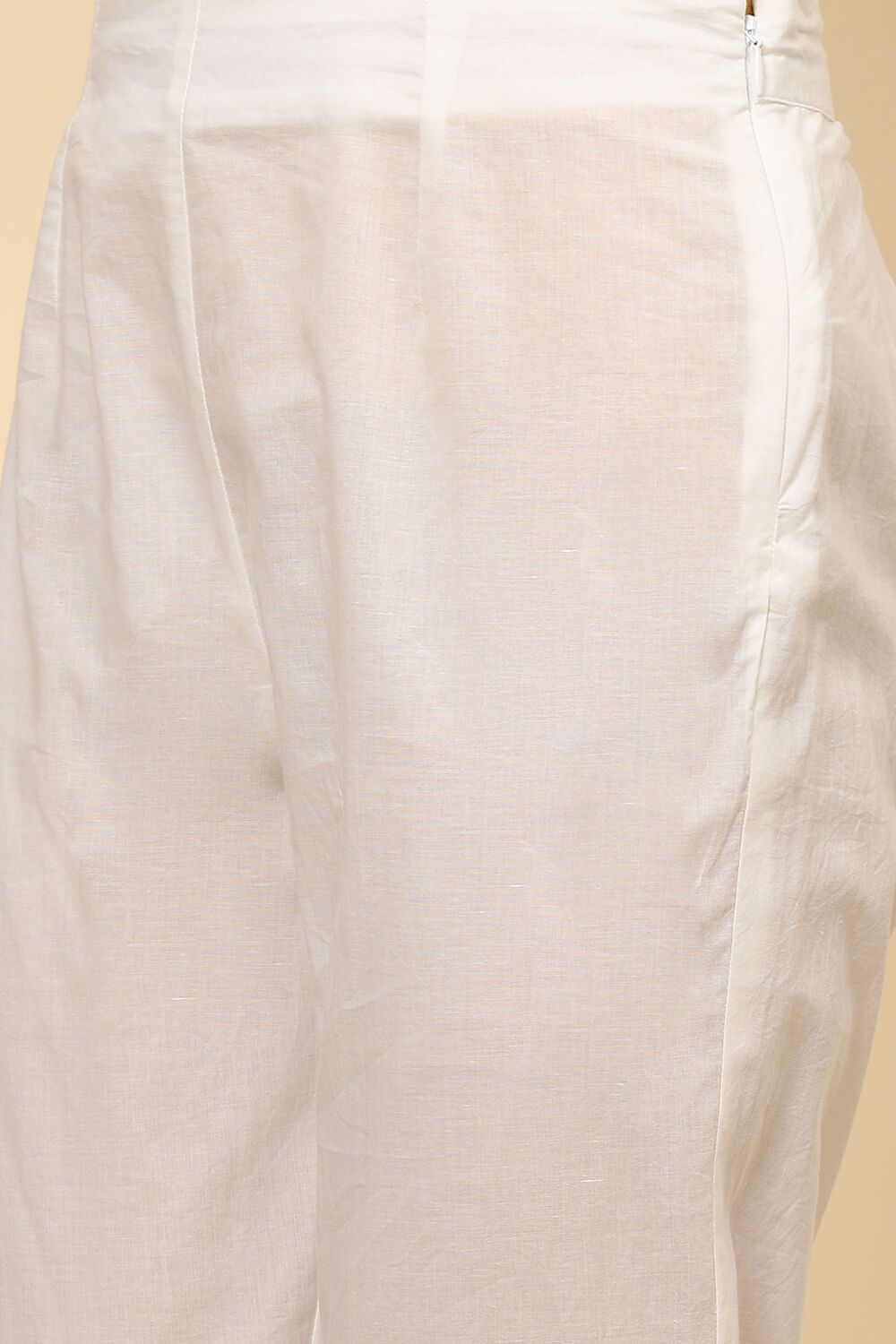 Blue White Cotton Flared Kurta Slim Pant Suit Set image number 3