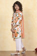 Blue Cotton Straight Printed Suit Set image number 3