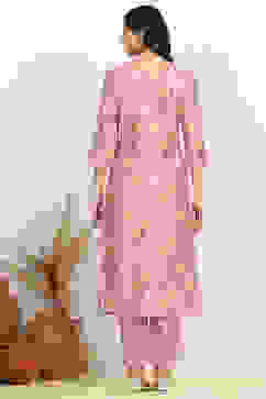 Purple Muslin Unstitched Suit Set image number 5