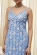 Blue Cotton Floral Strappy Straight Suit Set image number 1