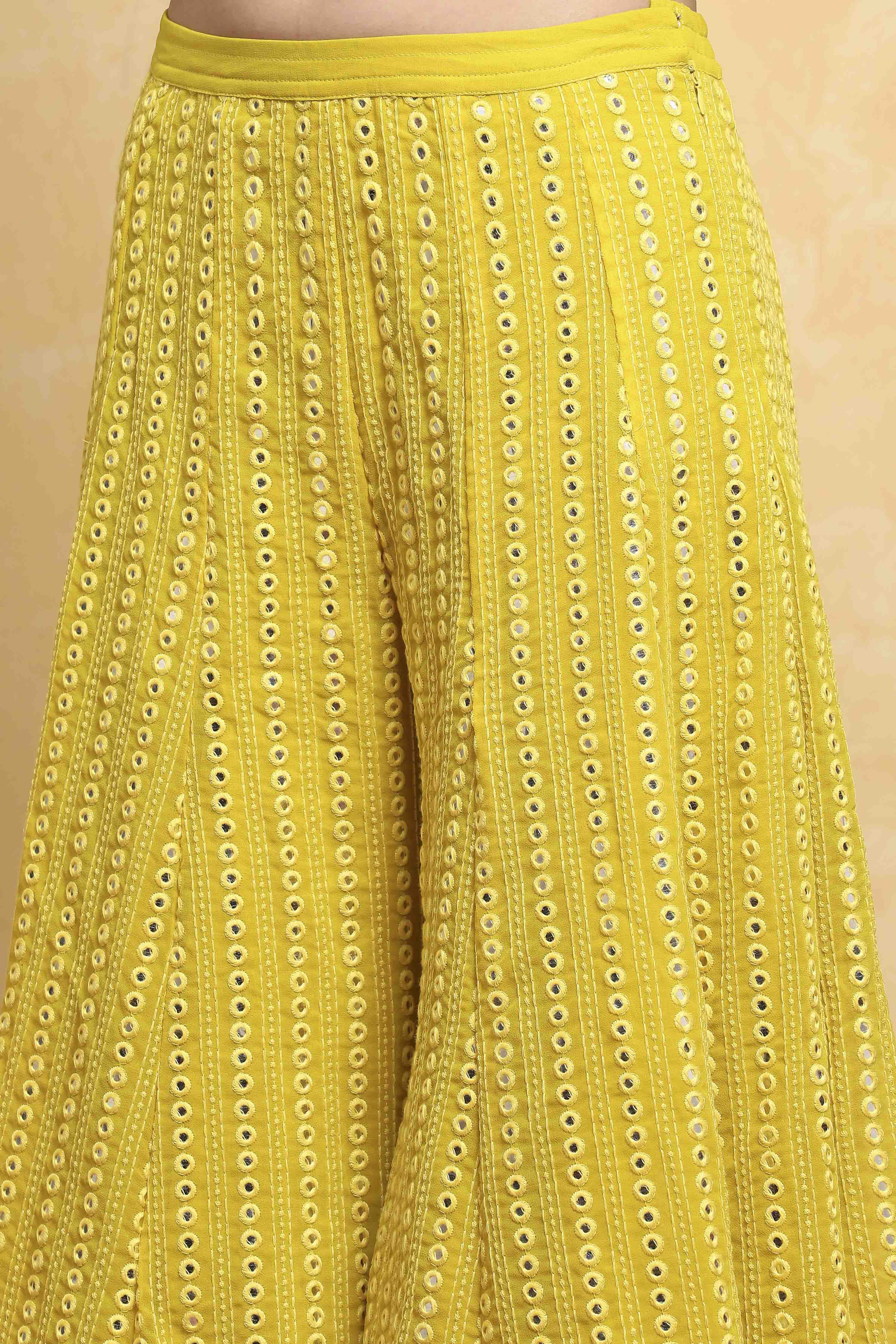 Yellow Polyester Dyed Straight Sharara Suit Set image number 2