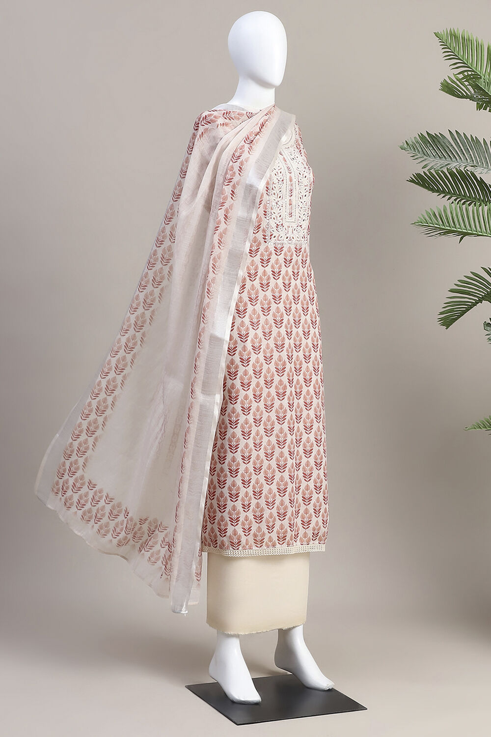 Black Linen Blend Machine Embroidered Unstitched Suit Set image number 4