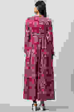 Berry Acrylic Flared Printed Dress image number 4