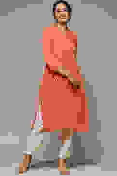 Orange Rayon Straight Printed Kurta image number 0