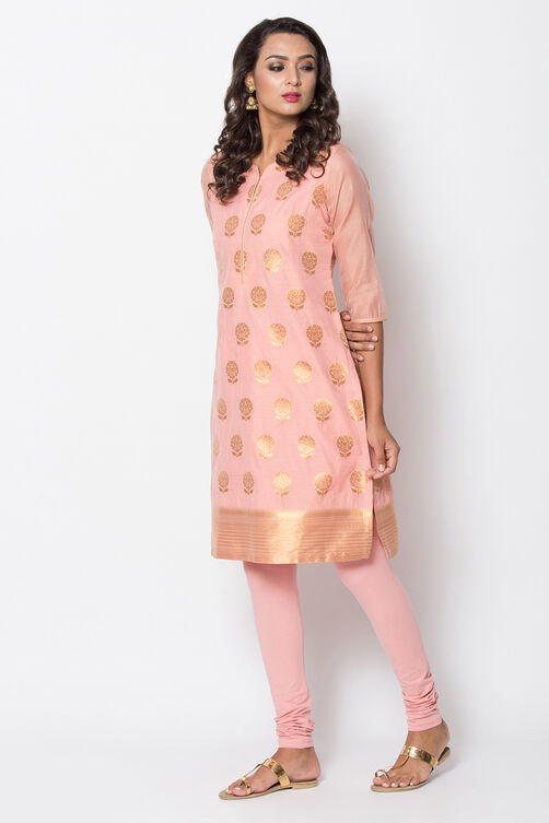 Green Poly Metallic Cotton Straight Yarndyed Kurta image number 2