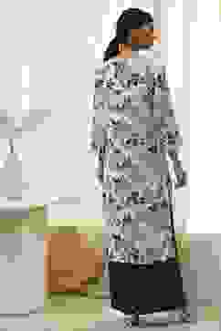 Blue and White Floral Printed Straight Kurta image number 3