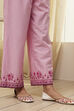 Light Pink Cotton Floral Straight Kurta Set image number 3