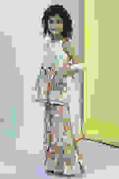 Multi-Colored Printed Gathered Suit Set image number 3