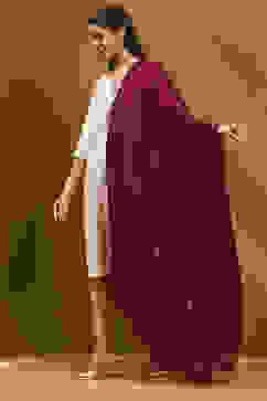 Wine Polyester Dupatta image number 2