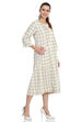 Off White A-Line Cotton Yarndyed Dress image number 2