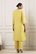 Yellow Viscose Blend Straight Suit Set image number 3