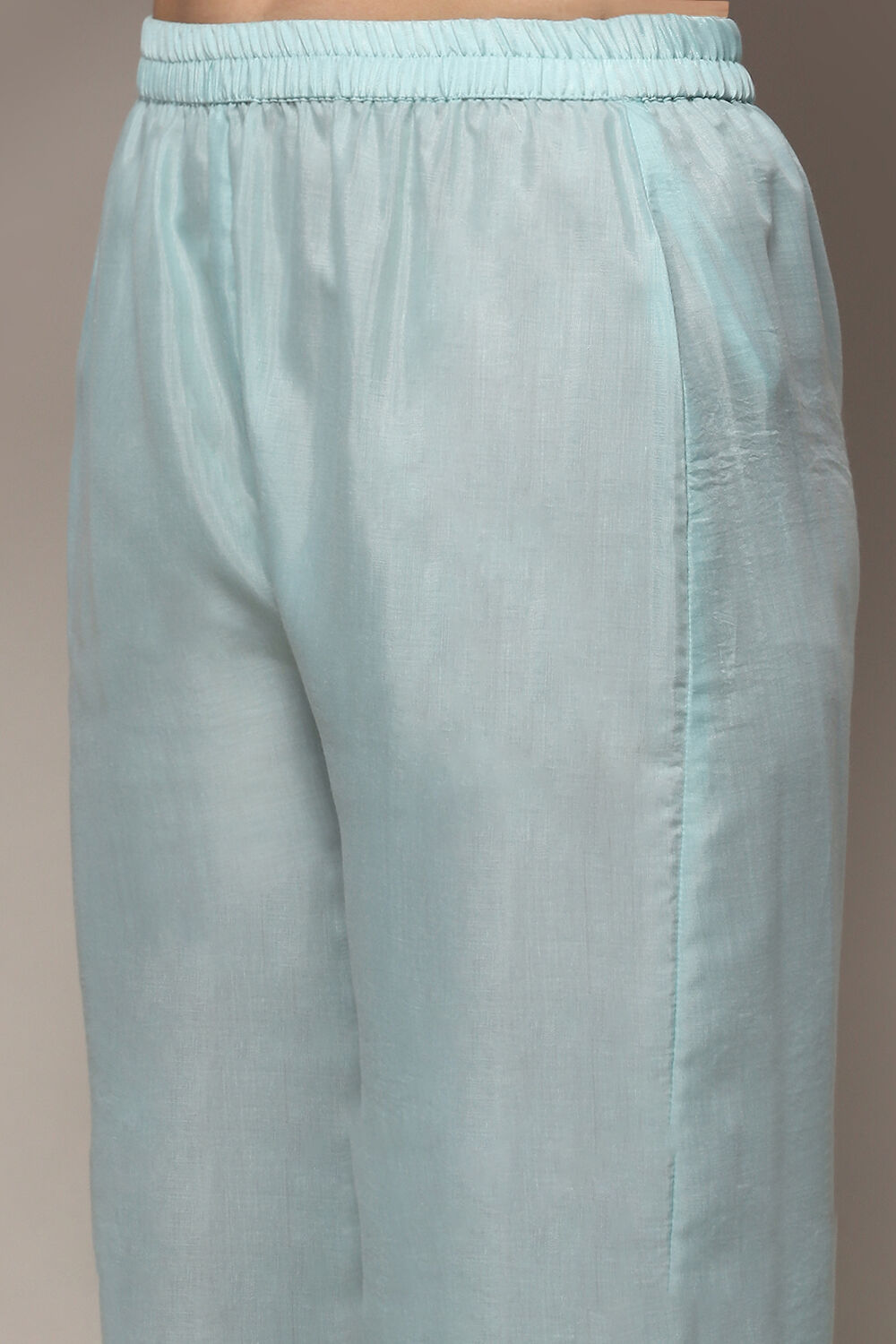 Aqua Cotton Unstitched Suit set image number 3