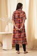 Orange Printed Shirt-Style Straight Kurta image number 3