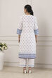Blue Cotton Ethnic Motifs Printed Straight Kurta image number 3