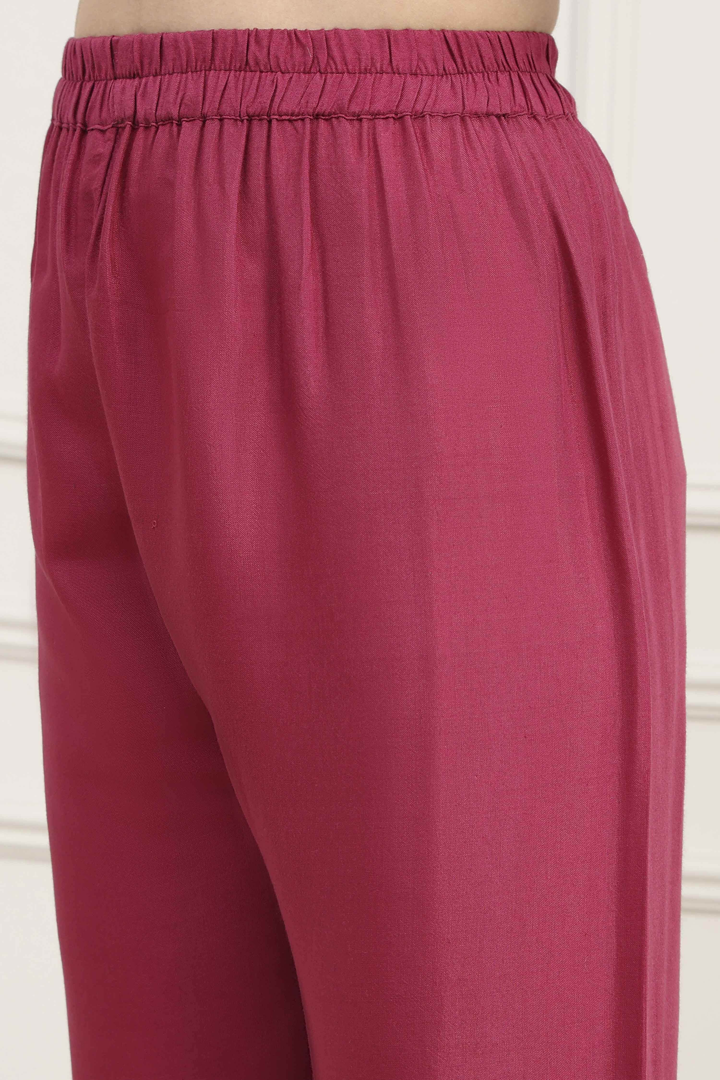 Purple Silk Blend Machine Embroidered Unstitched Suit Set image number 3