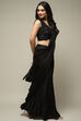 Black Silk Gathered Solid Kurta Suit Set image number 5