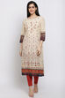 Cream Cotton Straight Printed Kurta image number 0