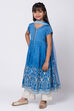 Blue Poly Cotton Front Open Straight Kurta Palazzo Suit Set image number 3