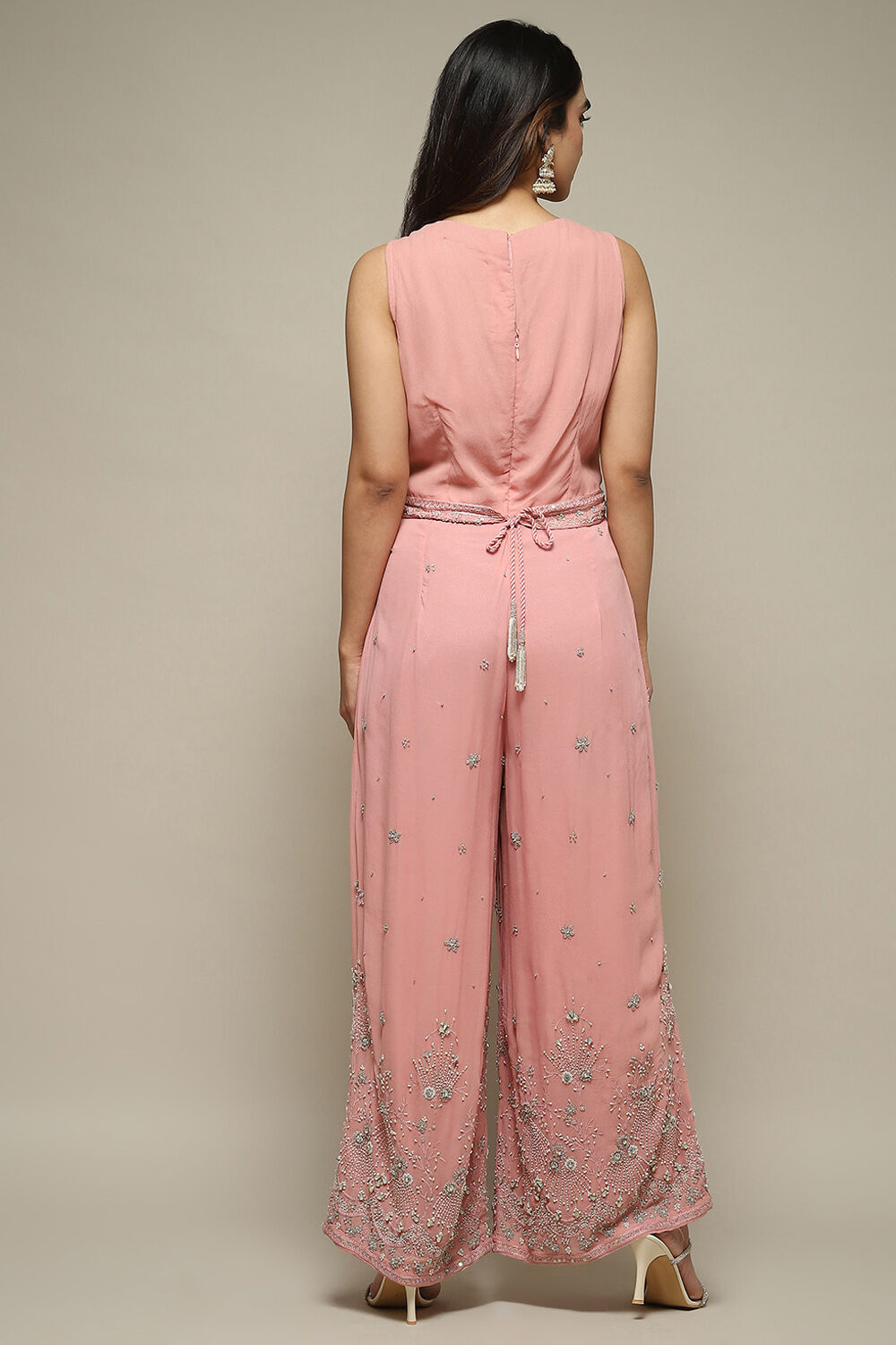 Pink Embroidered Straight Jumpsuit image number 3