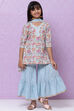 Powder Blue Cotton Girls Sharara Kurta Sharara Suit Set image number 4