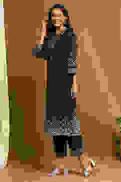 Black Jacquard Straight Set image number 3