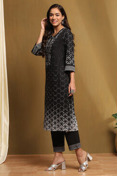 Black Jacquard Straight Set image number 3