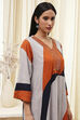 Orange-Beige Viscose Rayon Straight Printed Fusion Set image number 1