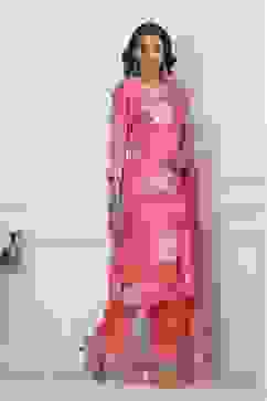 Coral Floral Printed Straight Suit Set image number 5