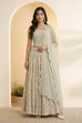 Turquoise Polyester Straight Lehenga Set image number 5