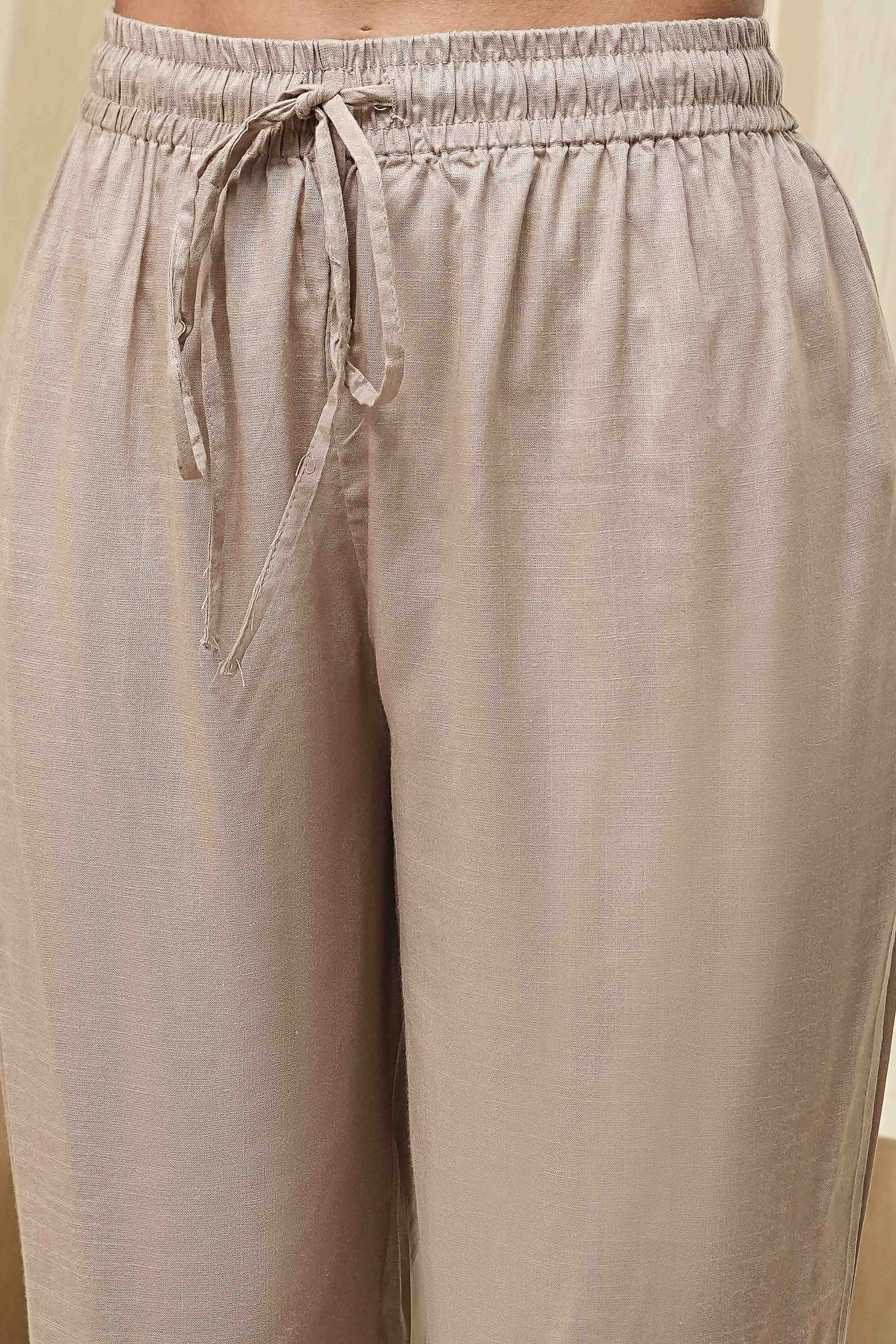 Beige and Black Printed Kaftan-Style Kurta Set image number 1