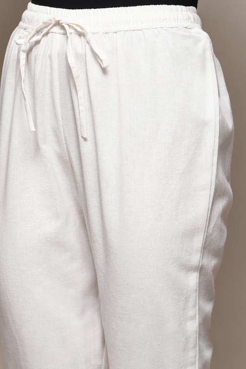 Rust Cotton Flax Slim Solid Pants image number 1