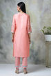 Yellow Cotton Blend A-Line Kurta Pants Suit Set image number 5