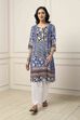 Blue Viscose Rayon Floral Printed Straight Kurta image number 5