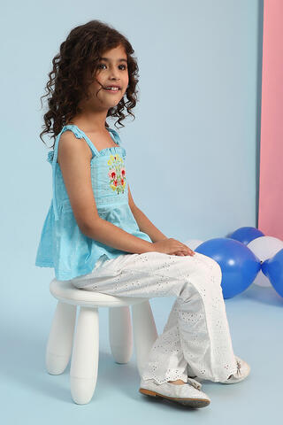 BIBA Sky Blue Cotton A-Line Top in Sky Blue
