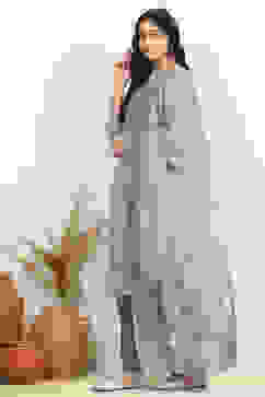 Teal Cotton Unstitched Suit Set image number 4