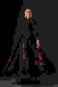 Rohit Bal Black Cotton Silk Anarkali Printed Suit Set image number 4