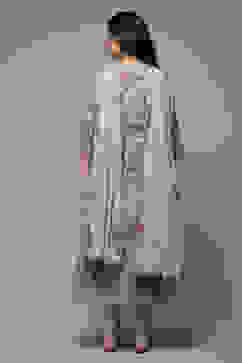 Dull Sea Blue Cotton Gathered Kurta Churidar Suit Set image number 2