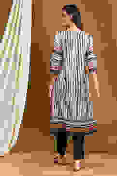 Beige Geometric Printed Straight Kurta image number 3