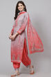 Off White Poly Spun Digital Print Unstitched Suit Set image number 4