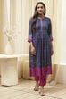 Mustard Cotton Straight Kurta Relaxed Pant Suit Set image number 6