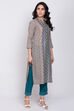 Peach Cotton Straight Printed Kurta image number 3