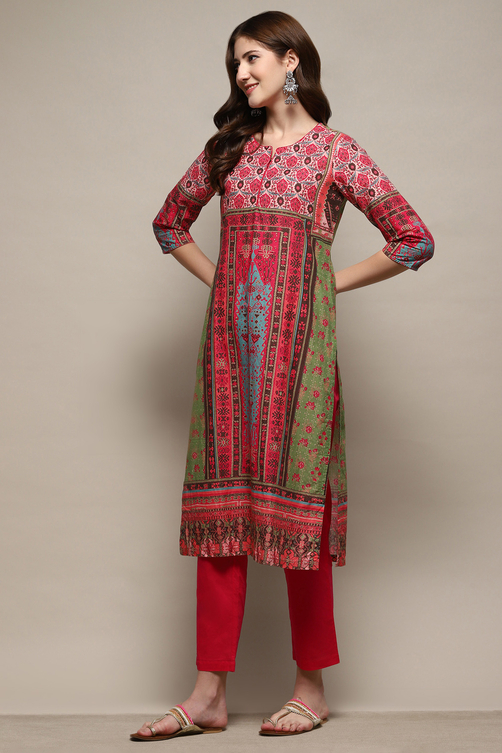 Green Cotton Straight 2 Piece Set image number 3