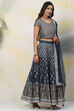 Teal Straight Art Silk Lehenga Set image number 3