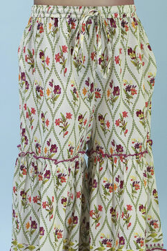 Off White Cotton Sharara Suit Set image number 2